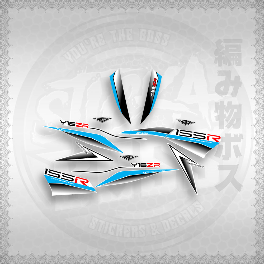 STICKER DECALS for SNIPER 155R (S155Y1SLDEFOWH) By STICKABOSS (SOFIE LAMINATED WATERPROOF)