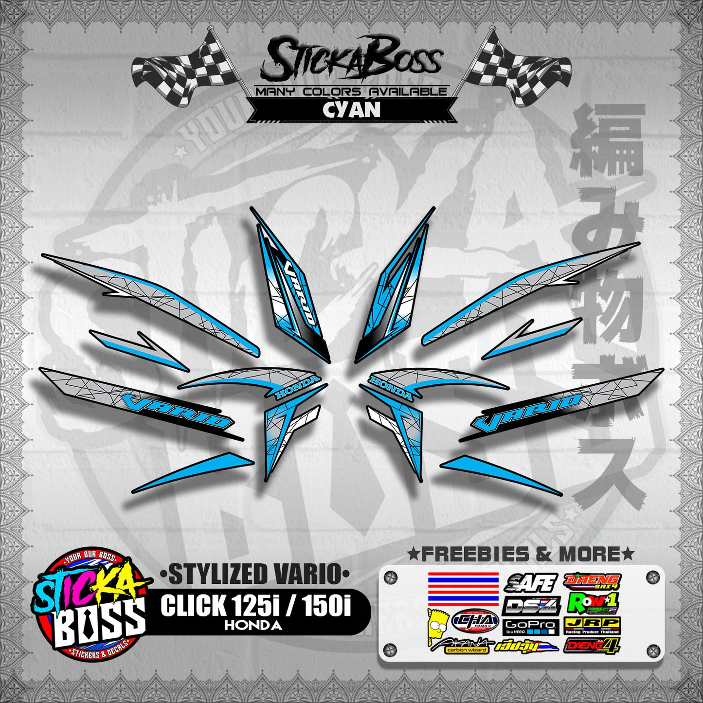 CLICK 125i / 150i V2 DECALS ( STYLIZED VARIO )【WITH FREEBIES】