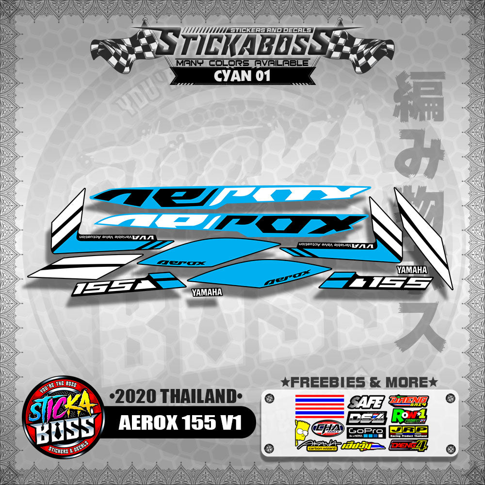 AEROX 155 V1 STOCK DECALS  ( 2020 THAILAND )【WITH FREEBIES】
