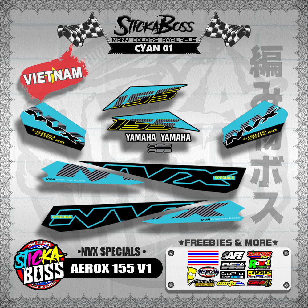 AEROX 155 V1 VIETNAM DECALS ( NVX SPECIALS )【WITH FREEBIES】