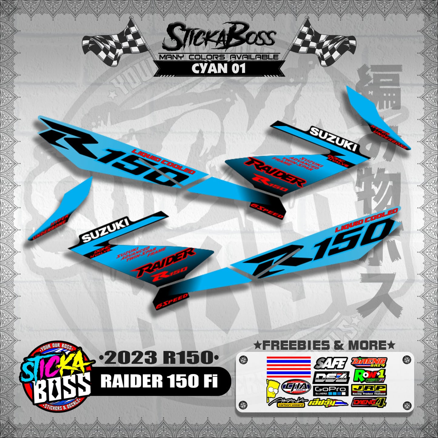 RAIDER 150 Fi DECALS ( 2023 R150 )【WITH FREEBIES】