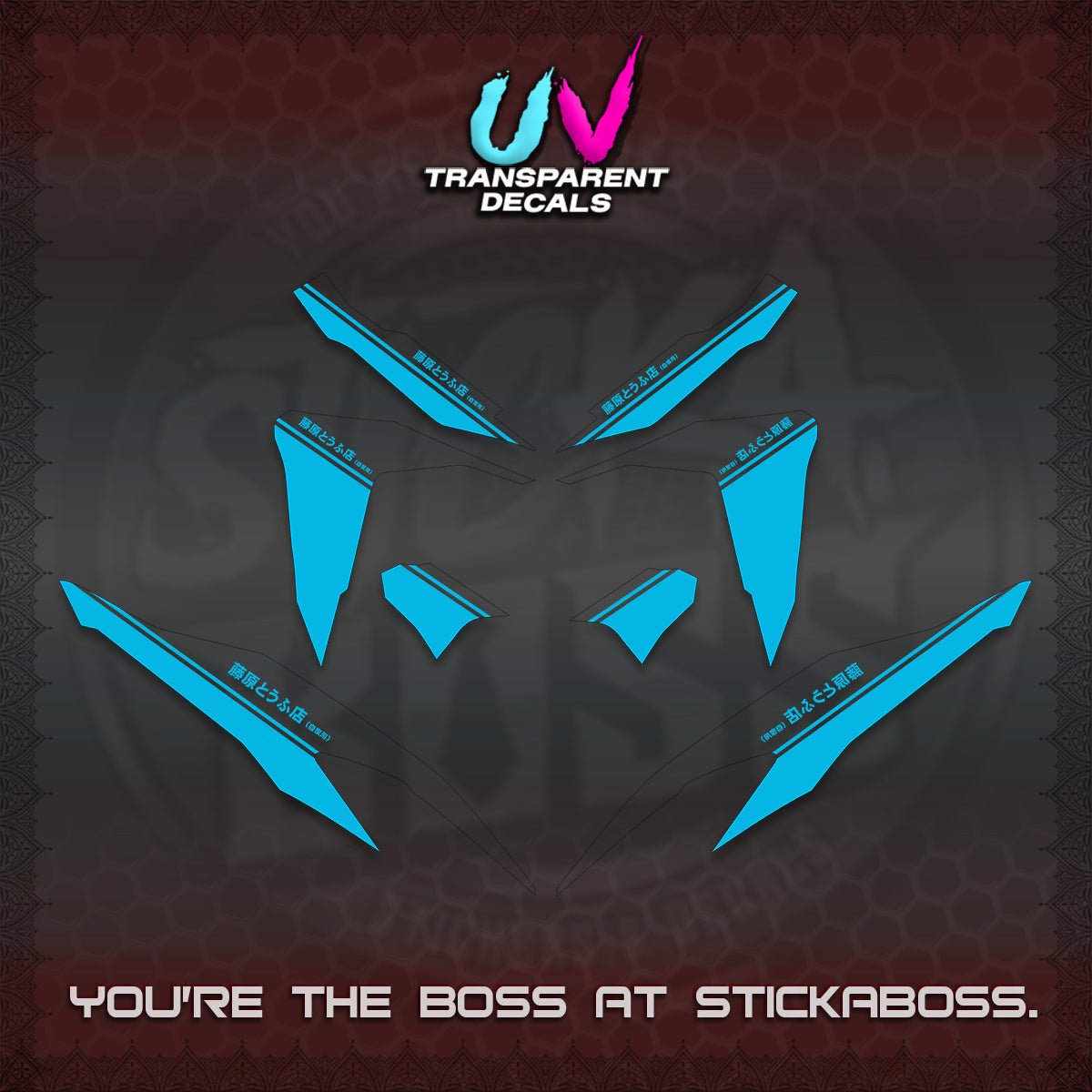 CLICK V2 UV TRANSPARENT DECALS (TRUENO STYLE DESIGN) STICKER KITS BY STICKABOSS