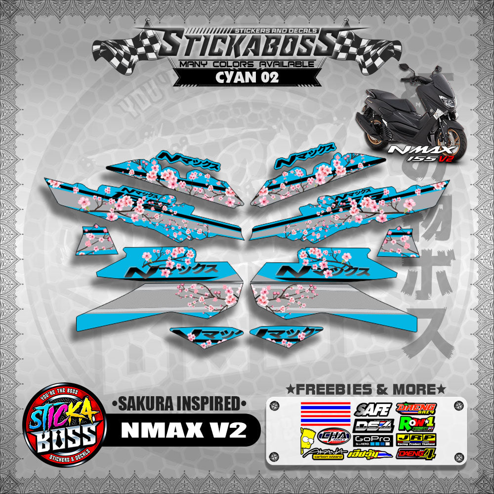 NMAX V2 STICKER DECALS ( SAKURA INSPIRED )【WITH FREEBIES】