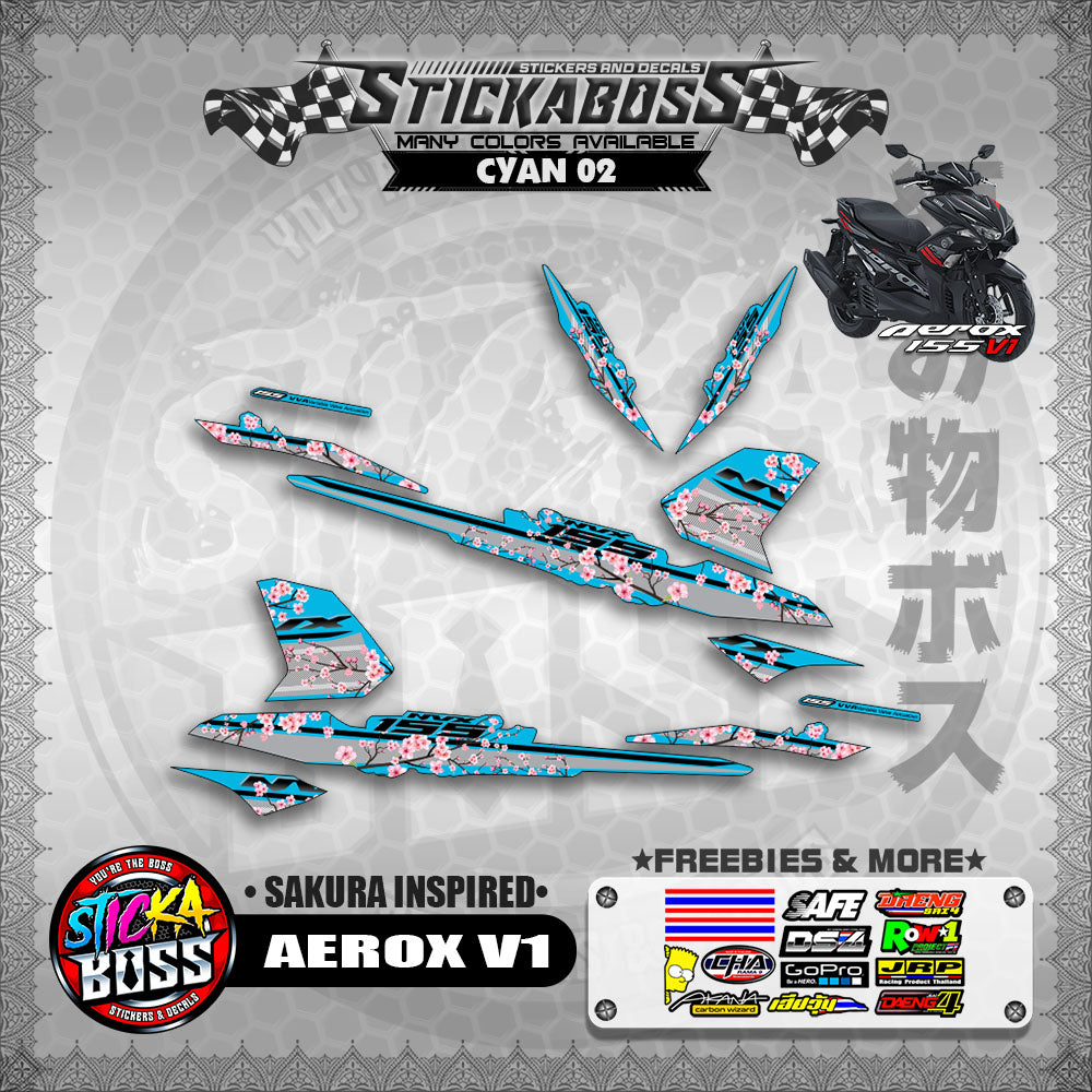 AEROX V1 STICKER DECALS ( SAKURA INSPIRED )【WITH FREEBIES】