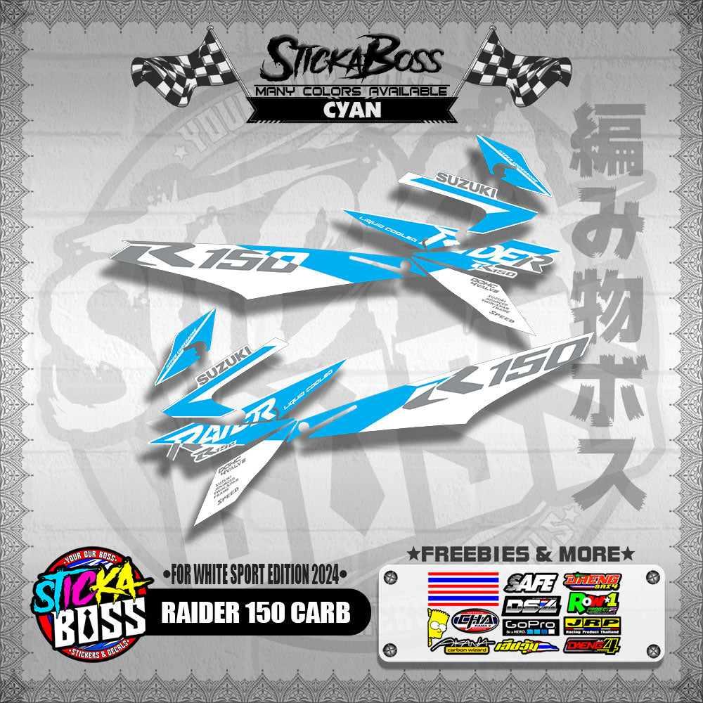 RAIDER 150 CARB DECALS ( FOR WHITE SPORT EDITION 2024 )【WITH FREEBIES】