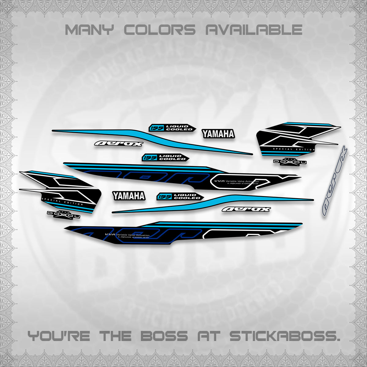 AEROX 155 V1 DECALS (2026 CYBER STYLE 01) STICKER KITS BY STICKABOSS