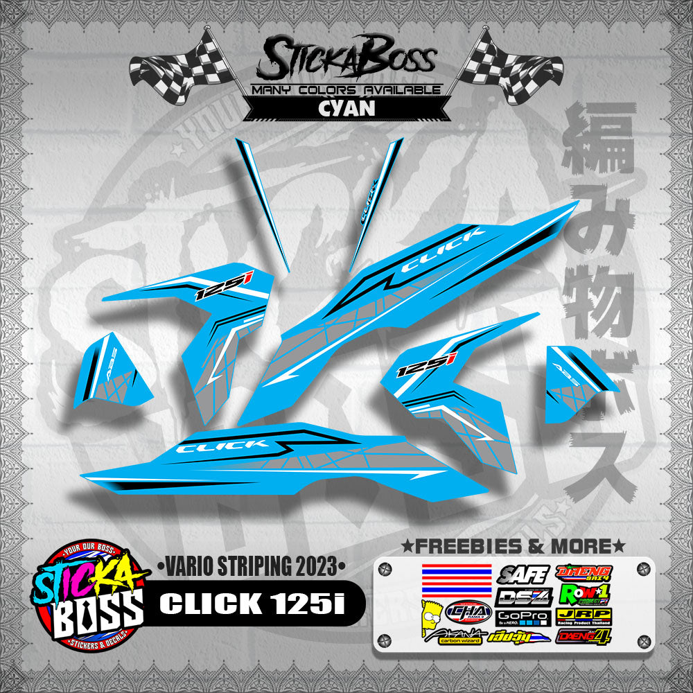 CLICK 125i V3 STOCK DECALS ( VARIO STRIPING 2023 )【WITH FREEBIES】