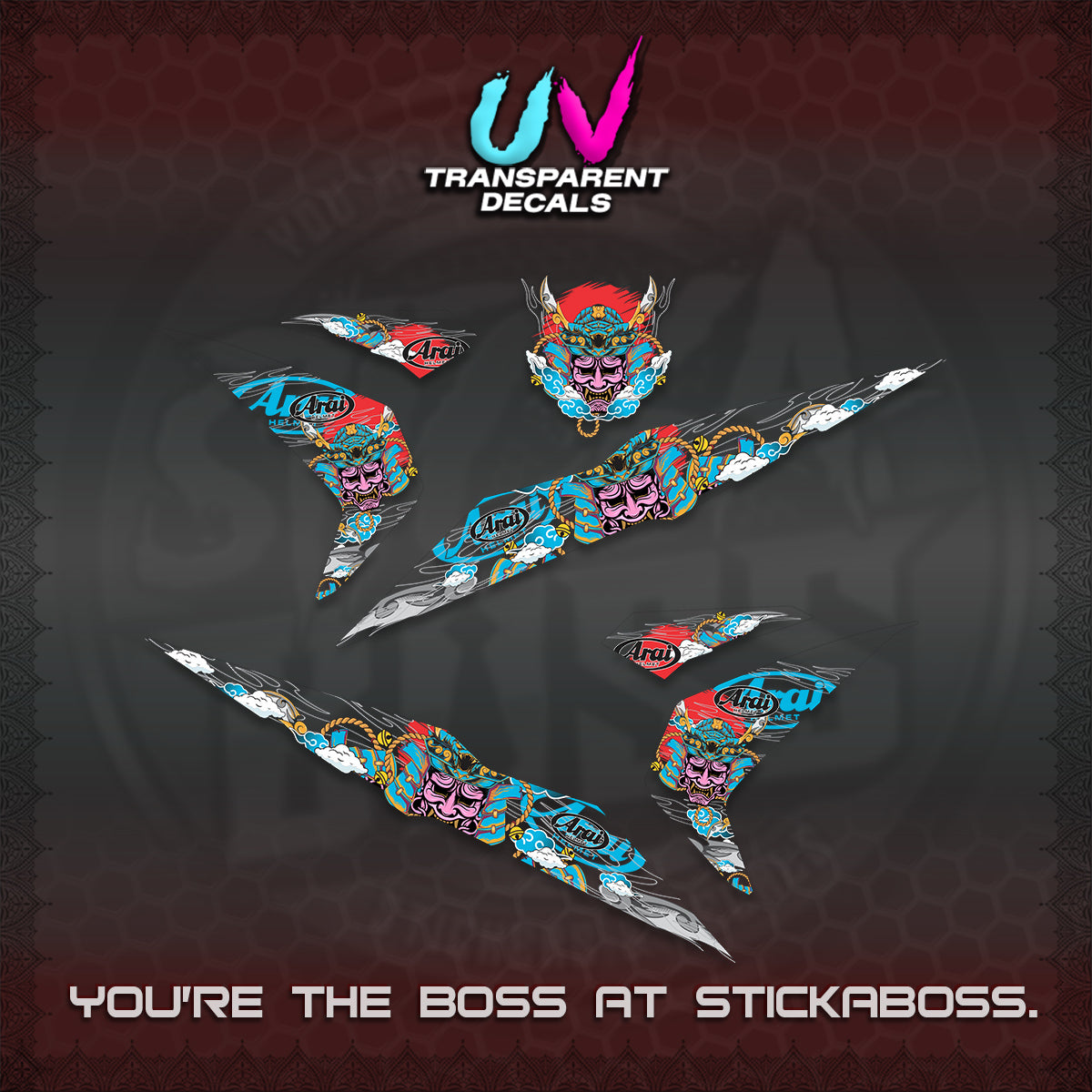 BEAT FI V2 INDO UV TRANSPARENT DECALS (2026 NEW SAMURAI MOTIF) STICKER KITS BY STICKABOSS