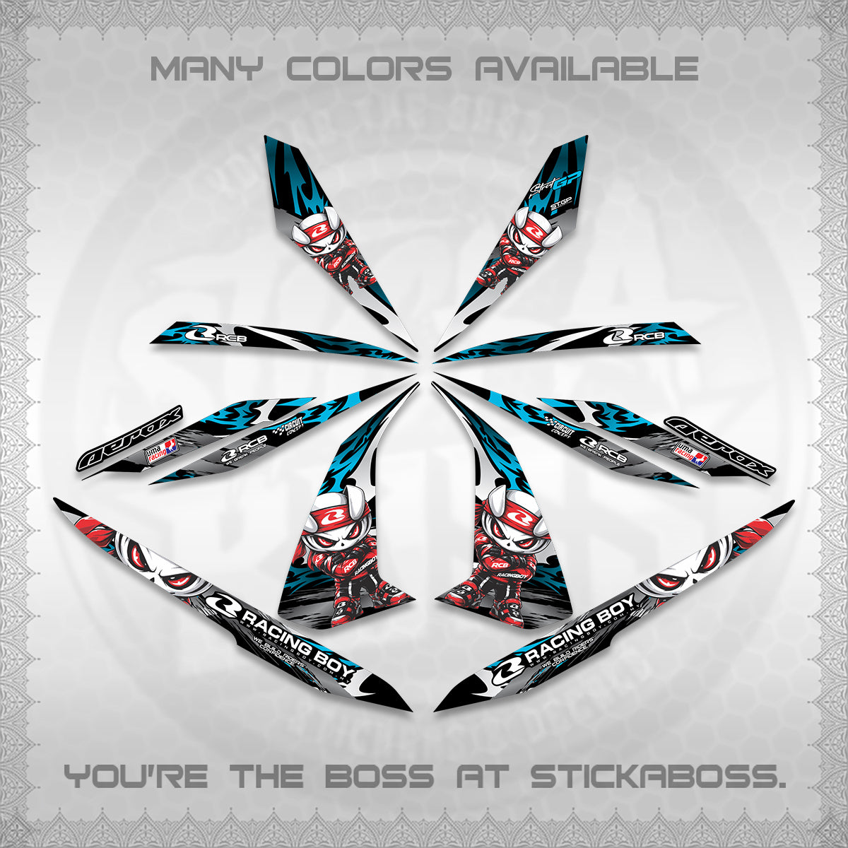 AEROX 155 V1 DECALS (2026 NEW RCB 2.0 DESIGN) STICKER KITS BY STICKABOSS