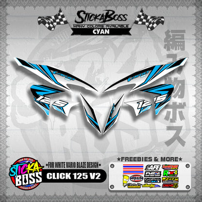 CLICK 125 V2 DECALS ( FOR WHITE VARIO BLAZE DESIGN )【WITH FREEBIES】