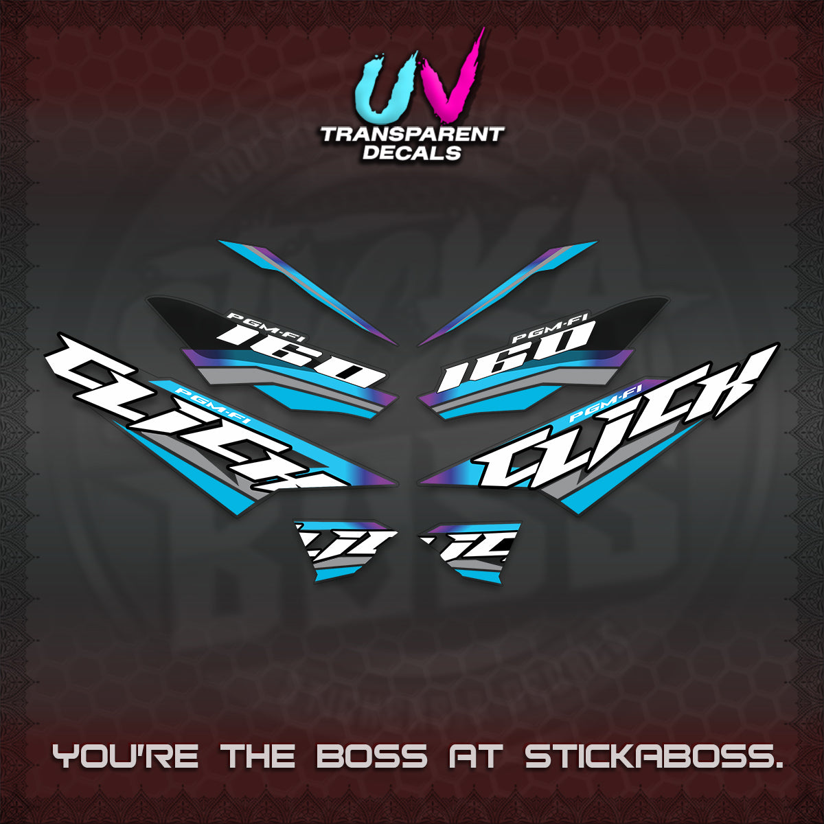 CLICK 160 STRIPING UV TRANSPARENT DECALS (SPORTS RACE STRIPES 01) STICKER KITS BY STICKABOSS