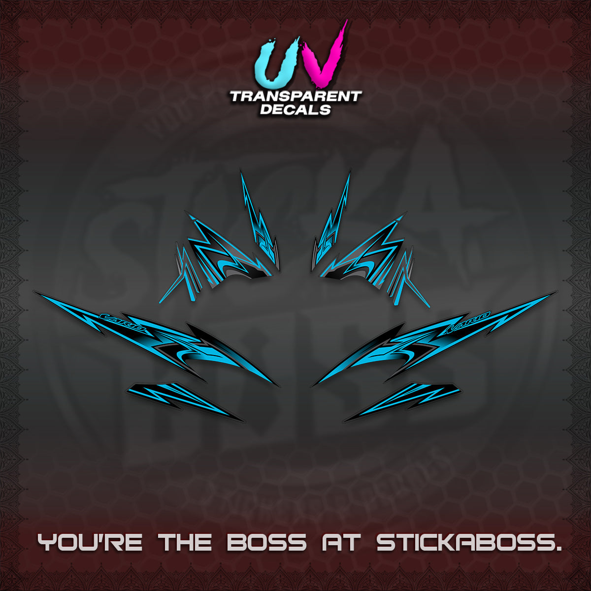 CLICK V4 VARIO UV TRANSPARENT DECALS (2026 SHARP SPIKEY DESIGN) STICKER KITS BY STICKABOSS
