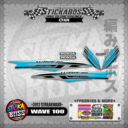 WAVE 100  STICKER DECALS ( 2012 STREAKWAVE ) 【WITH FREEBIES】