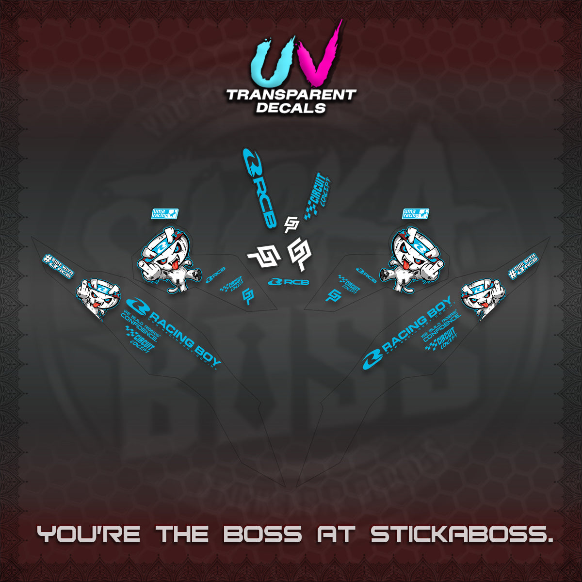 CLICK V3 UV TRANSPARENT DECALS (2026 RACE ZOMBIE DESIGN)STICKER DECALS By STICKABOSS