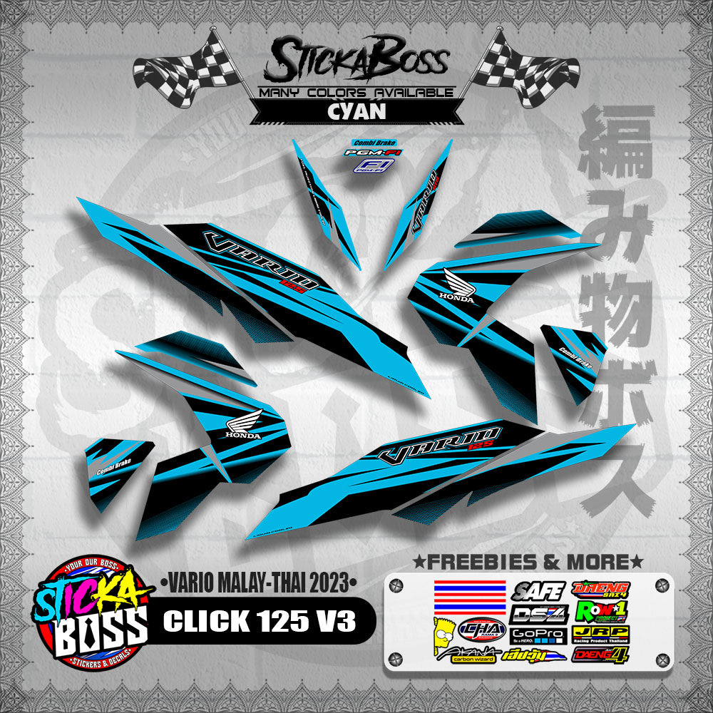 CLICK 125 V3 DECALS ( VARIO MALAY-THAI 2023 )【WITH FREEBIES】
