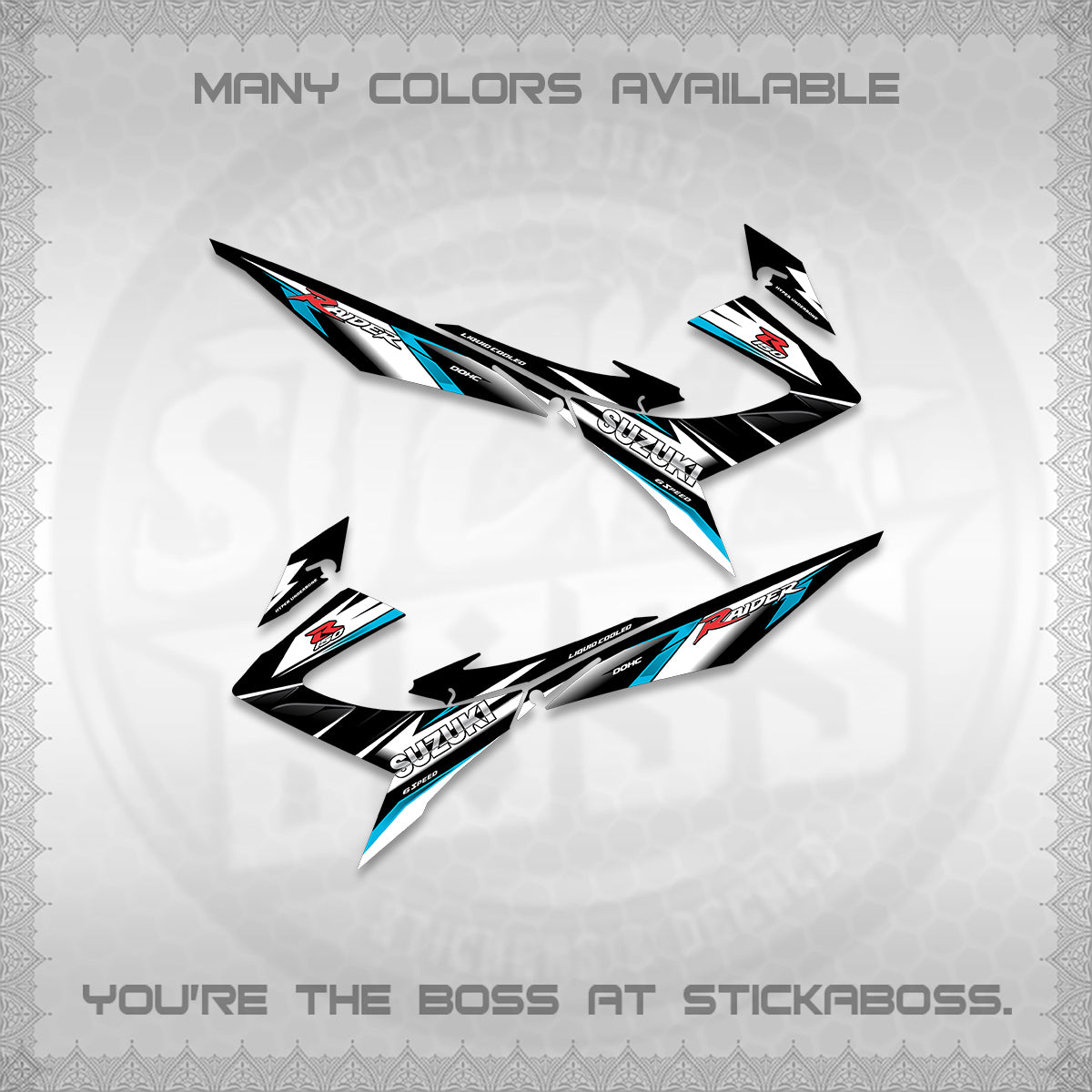 RAIDER 150 REBORN CARB DECALS (S-1 RACING) STICKER DECALS BY STICKABOSS