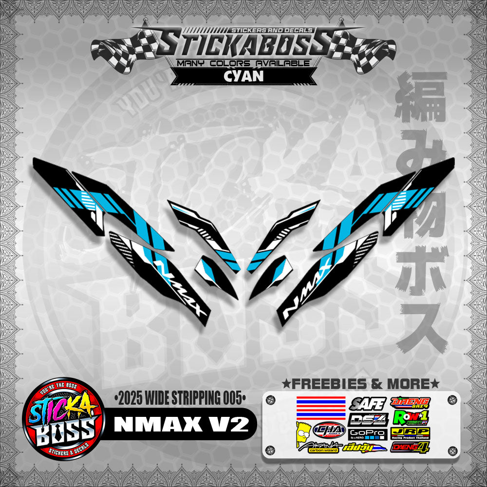 NMAX V2 INDO STICKER DECALS ( 2025 WIDE STRIPPING 005 )【WITH FREEBIES】