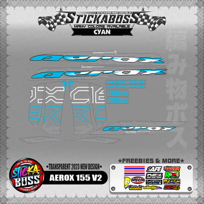 【PREMIUM UV PRINT】TRANSPARENT  AEROX 155 V2 MALAYSIAN DECALS ( 2023 NEW DESIGN )