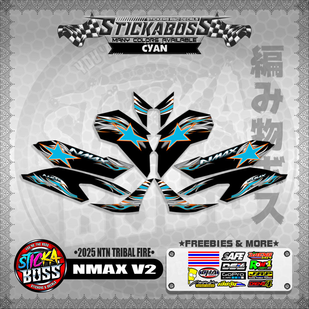 NMAX V2 STICKER DECALS ( 2025 NTN TRIBAL FIRE )【WITH FREEBIES】