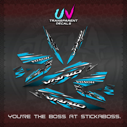 CLICK 125 V4 VARIO UV TRANSPARENT DECALS (2026 BLACK STAR DESIGN) STICKER DECALS By STICKABOSS