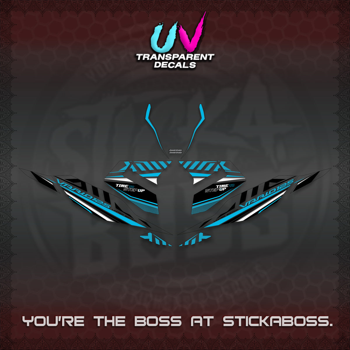 CLICK 125 V4 VARIO UV TRANSPARENT DECALS (2026 VR0007 DESIGN) STICKER KITS By STICKABOSS