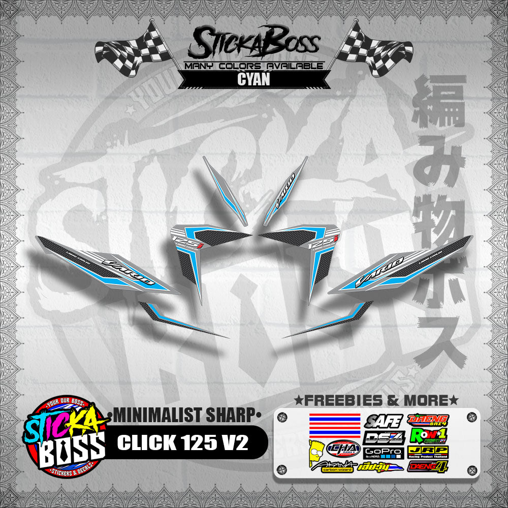 CLICK 125 V2 DECALS ( MINIMALIST SHARP )【WITH FREEBIES】