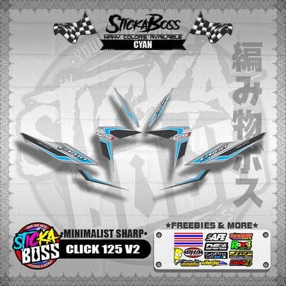 CLICK 125 V2 DECALS ( MINIMALIST SHARP )【WITH FREEBIES】
