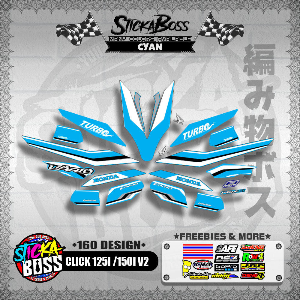 CLICK 125i / 150i V2 DECALS ( 160 DESIGN )【WITH FREEBIES】