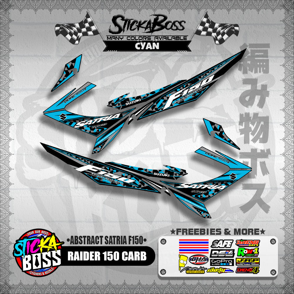 RAIDER 150 CARB DECALS ( ABSTRACT SATRIA F150 ) [ PREMIUM GLOSSY LAMINATED ]【WITH FREEBIES】