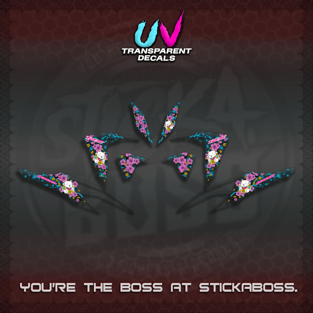 【PREMIUM UV PRINT】TRANSPARENT  CLICK 125 V2 DECALS (LUCKY CAT SAKURA STRIPING)By STICKABOSS
