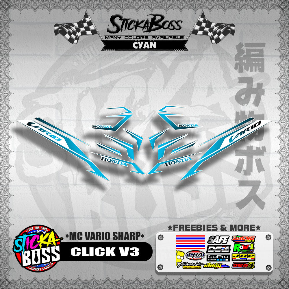 CLICK V3 DECALS ( MC VARIO SHARP ) [ PREMIUM GLOSSY LAMINATED ]【WITH FREEBIES】