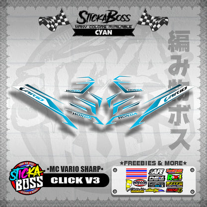 CLICK V3 DECALS ( MC VARIO SHARP ) [ PREMIUM GLOSSY LAMINATED ]【WITH FREEBIES】