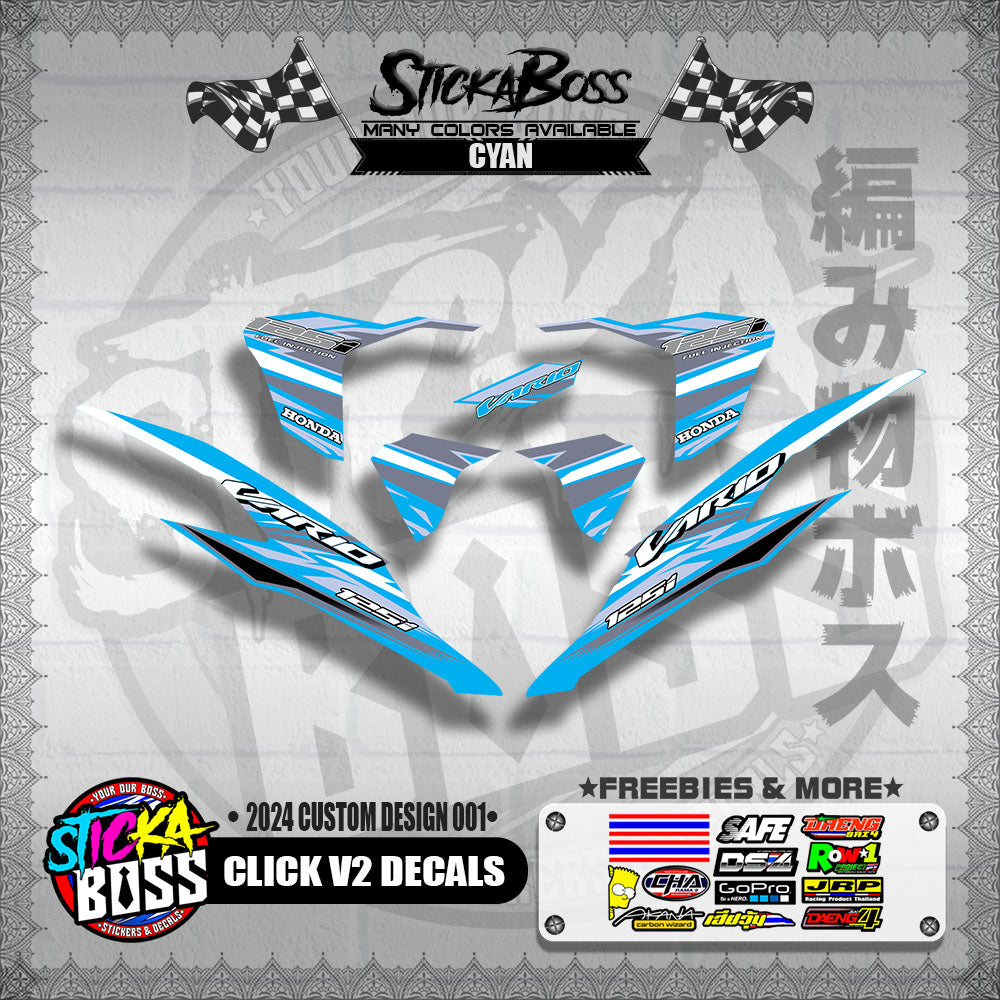 CLICK V2 DECALS ( 2024 CUSTOM DESIGN 001 )【WITH FREEBIES】