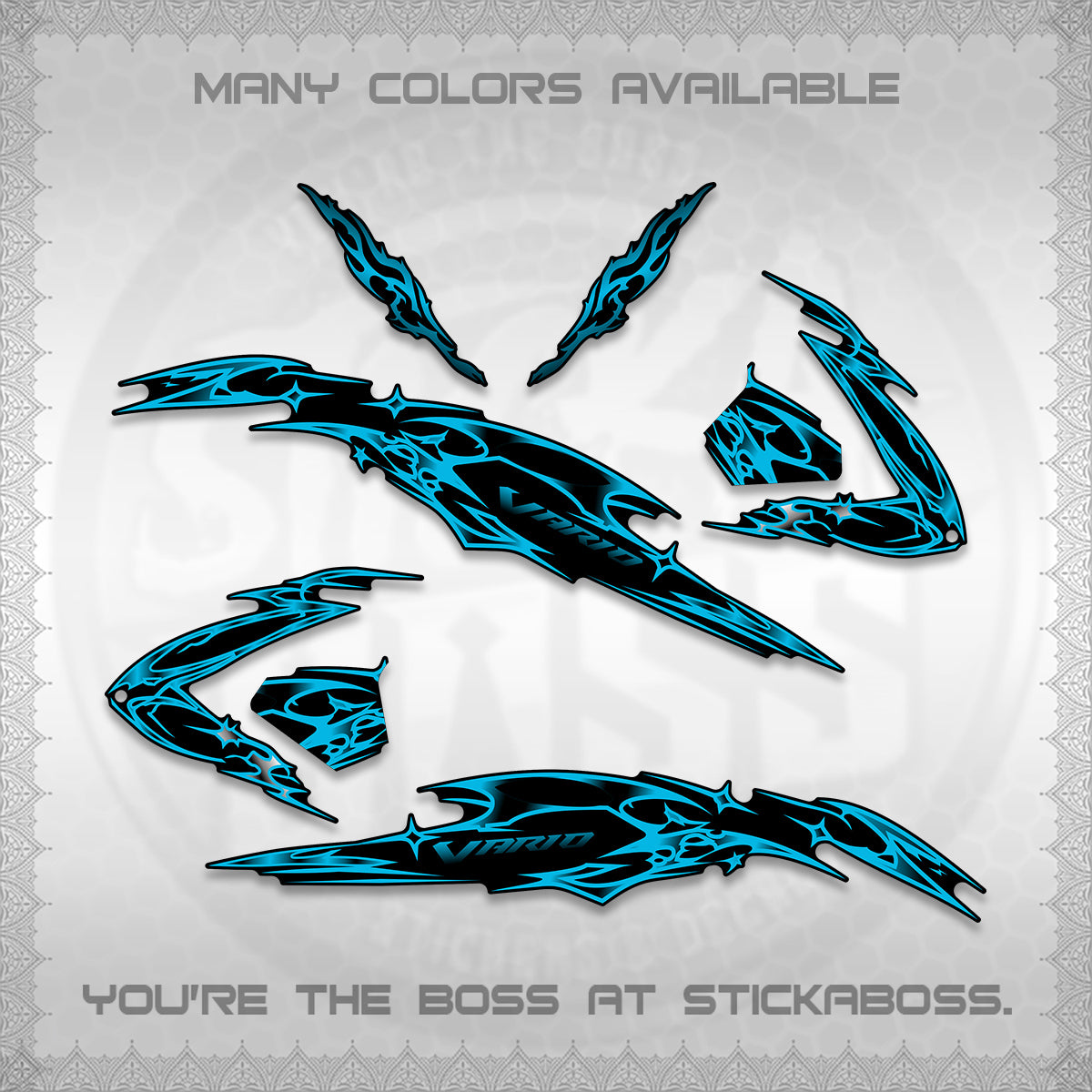 CLICK 125 V3 VARIO DECALS (2026 TRIBAL LIGHTNING DESIGN) STICKER KITS BY STICKABOSS