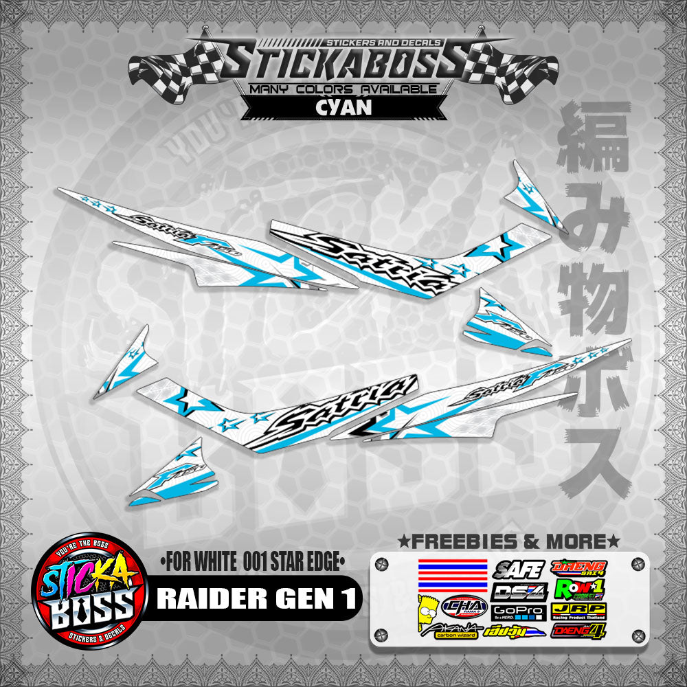 RAIDER GEN 1 MALAYSIAN STICKER DECALS ( FOR WHITE  001 STAR EDGE )【WITH FREEBIES】