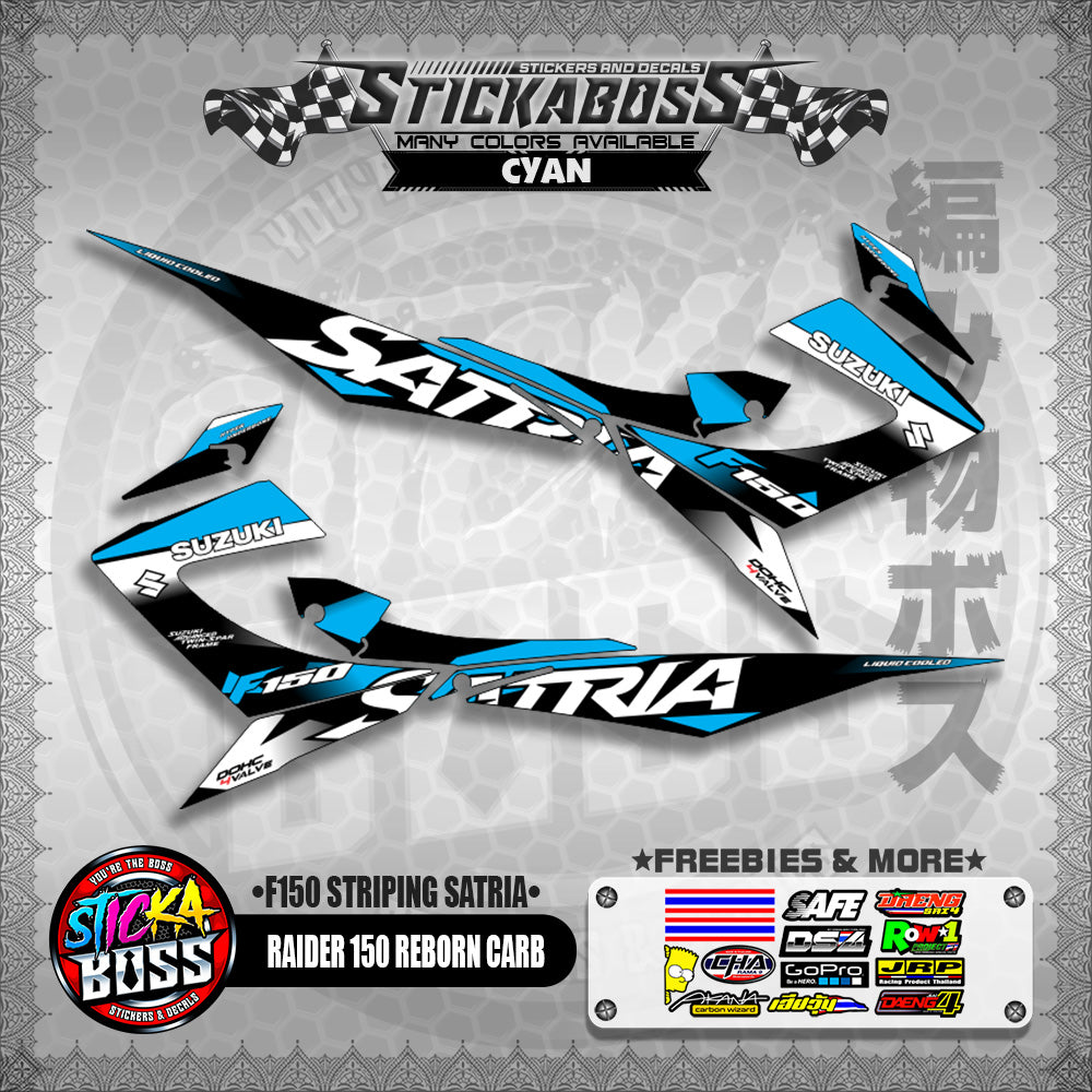 RAIDER 150 REBORN CARB STICKER DECALS ( F150 STRIPING SATRIA )【WITH FREEBIES】