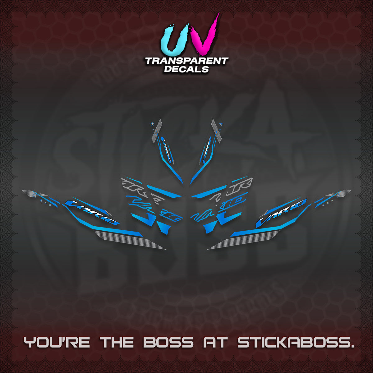 CLICK 125 V4 VARIO UV TRANSPARENT DECALS (2026 WHITE EDITION DESIGN) STICKER KITS By STICKABOSS
