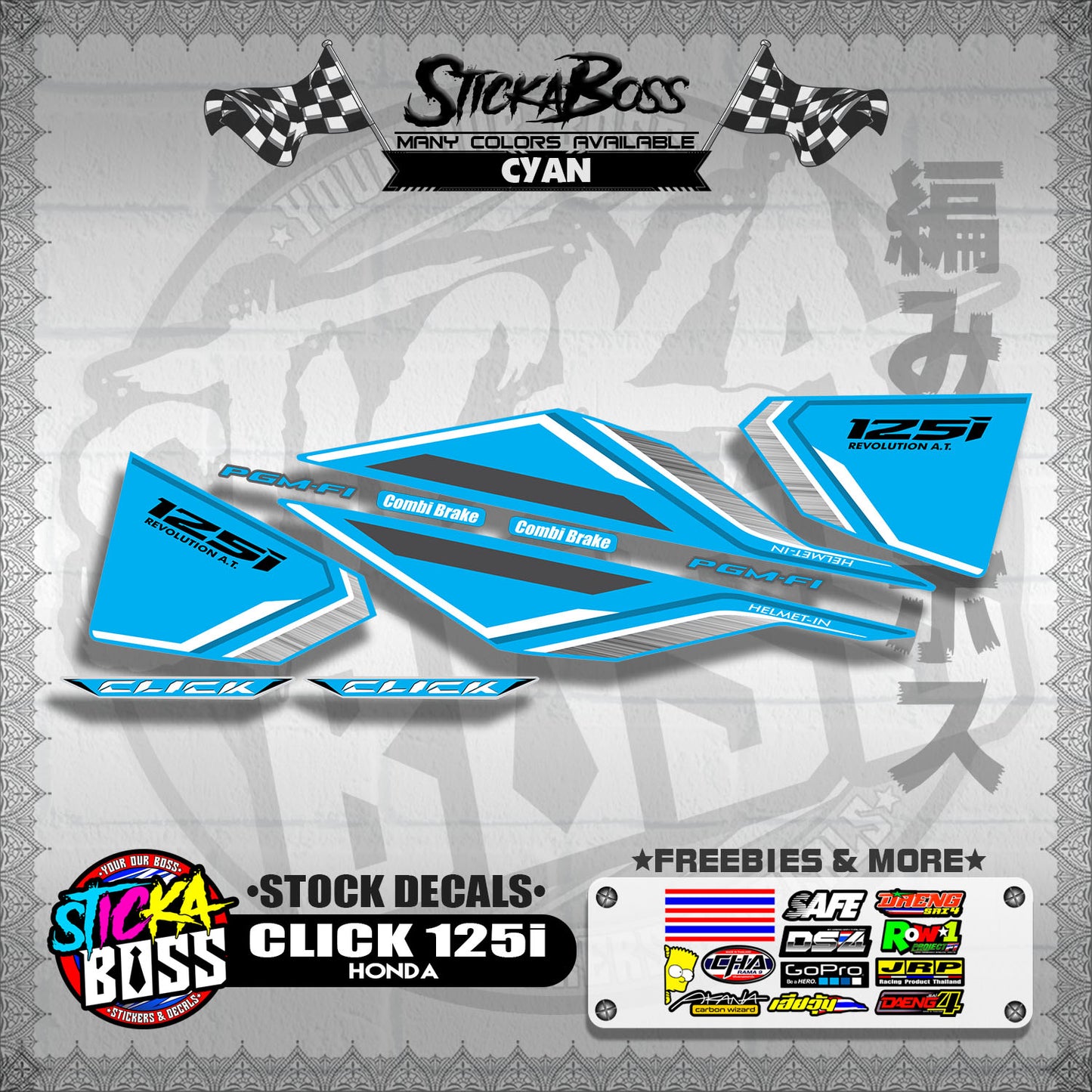 CLICK 125i V1 ( STOCK DECALS ) 【WITH FREEBIES】