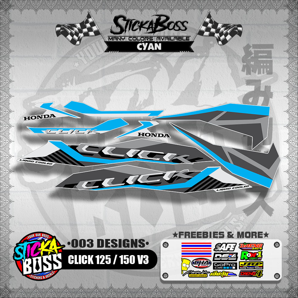 CLICK 125 / 150 V3 STOCK DECALS ( 003 DESIGNS )【WITH FREEBIES】