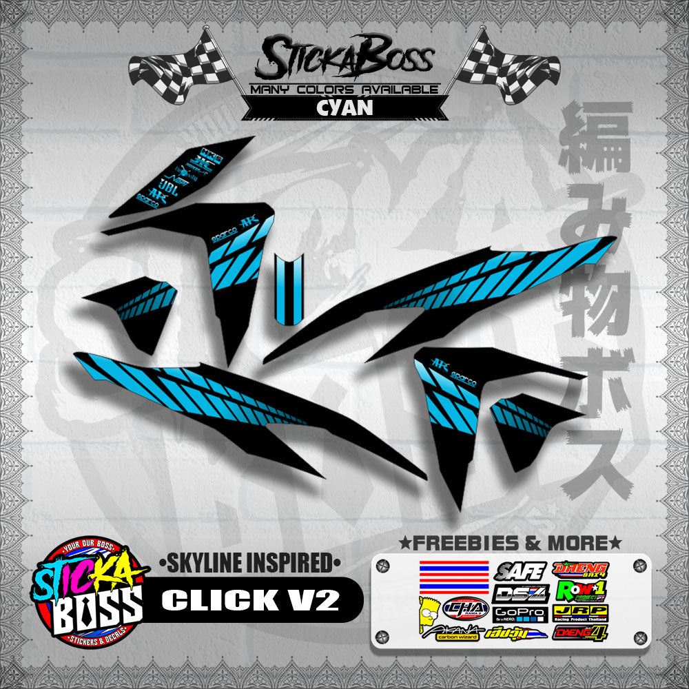 CLICK V2 DECALS ( SKYLINE INSPIRED )【WITH FREEBIES】