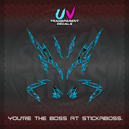 CLICK 125 V2 VARIO UV TRANSPARENT DECALS (2026 TRIBAL LIGHTNING DESIGN) STICKER KITS BY STICKABOSS