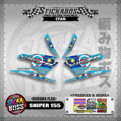 SNIPER 155 MALAYSIAN STICKER DECALS ( BUDDHA FLAG )【WITH FREEBIES】