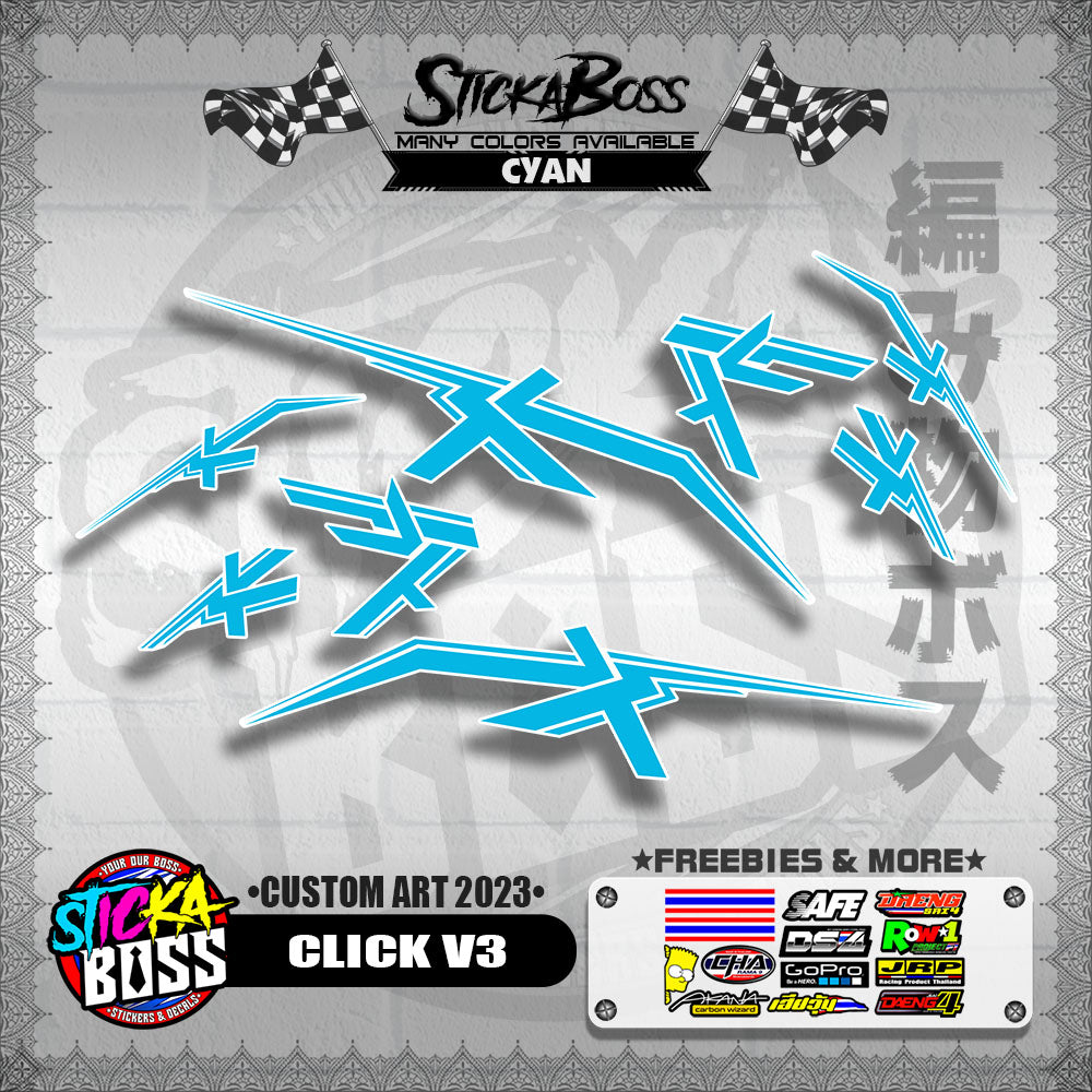 CLICK V3 DECALS ( CUSTOM ART 2023 ) [ PREMIUM GLOSSY LAMINATED ]【WITH FREEBIES】