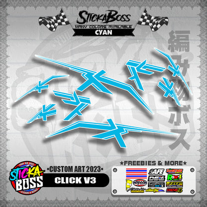 CLICK V3 DECALS ( CUSTOM ART 2023 ) [ PREMIUM GLOSSY LAMINATED ]【WITH FREEBIES】