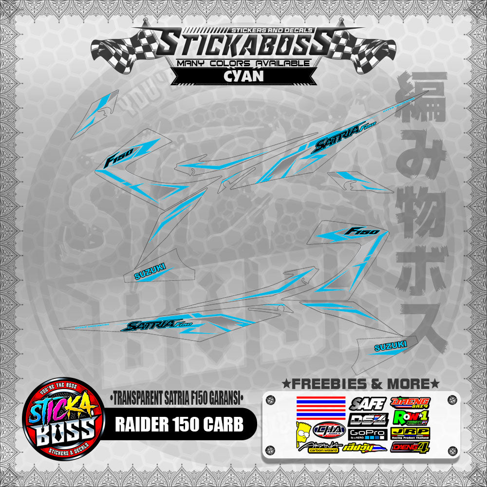 【PREMIUM UV PRINT】TRANSPARENT RAIDER 150 CARB DECALS ( SATRIA F150 GARANSI )【WITH FREEBIES】