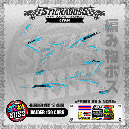 【PREMIUM UV PRINT】TRANSPARENT RAIDER 150 CARB DECALS ( SATRIA F150 GARANSI )【WITH FREEBIES】