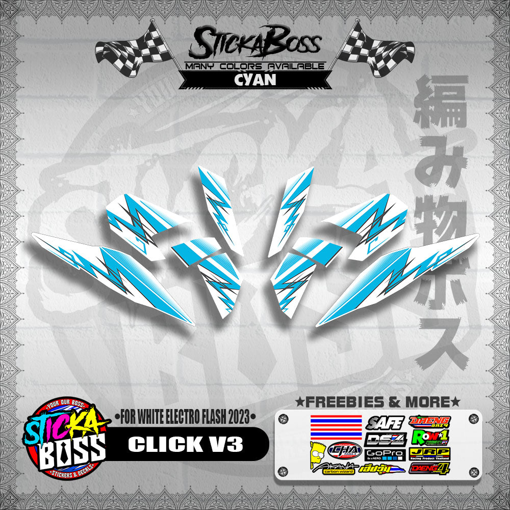 CLICK V3 DECALS ( FOR WHITE 2 TONE SPEED STREAKS )【WITH FREEBIES】
