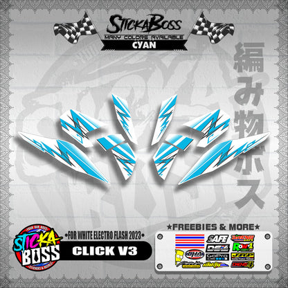 CLICK V3 DECALS ( FOR WHITE 2 TONE SPEED STREAKS )【WITH FREEBIES】