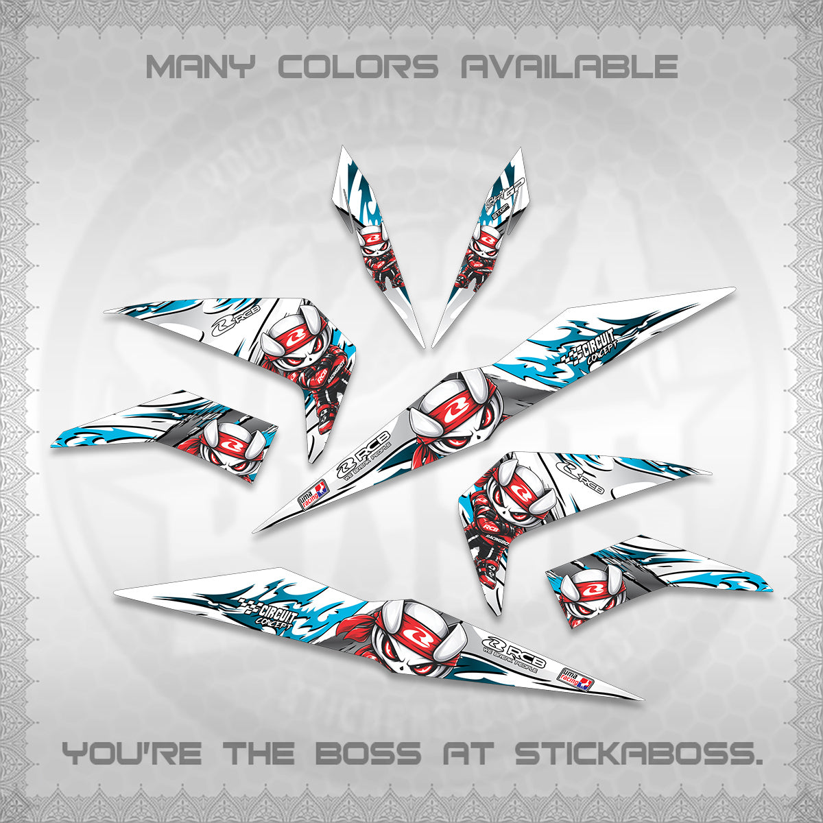 BEAT FI V2 FOR WHITE DECALS (2026 NEW RCB 2.0 DESIGN) STICKER KITS BY STICKABOSS