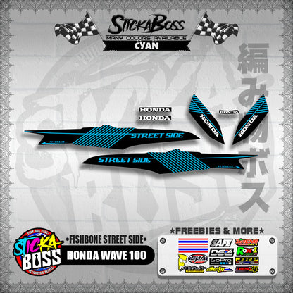 HONDA WAVE 100 DECALS ( FISHBONE STREET SIDE )【WITH FREEBIES】